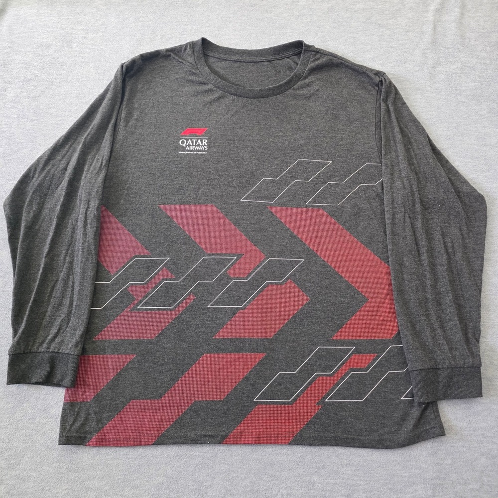 Formula 1 Qatar Airways Long Sleeve Graphic T-Shirt Mens Large Charcoal Grey F1